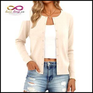 Lightweight Cardigan Sweater Women's Slim Fit Button Front Long Sleeve